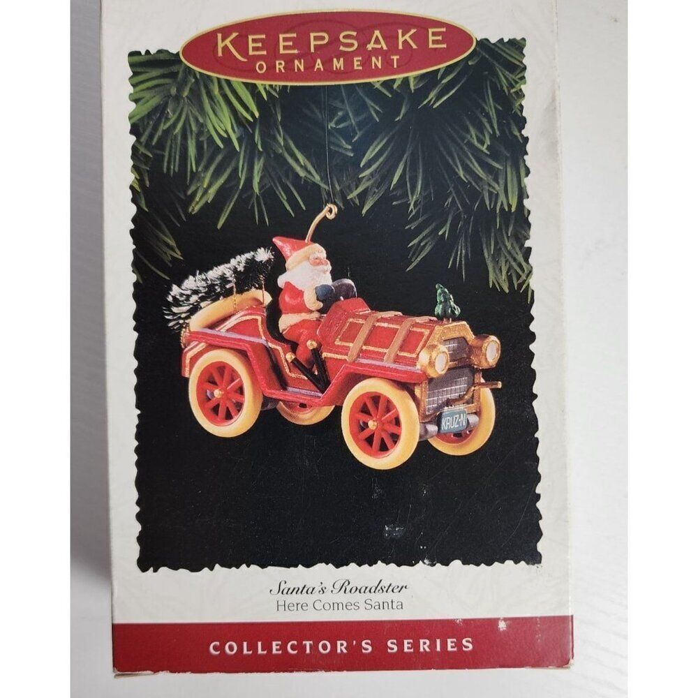 Hallmark Vintage Here Comes Santa Santa's Roadster Christmas Ornament Dated 1995